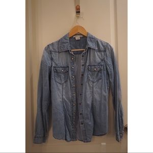Charlotte Russe Distressed Chambray Shirt